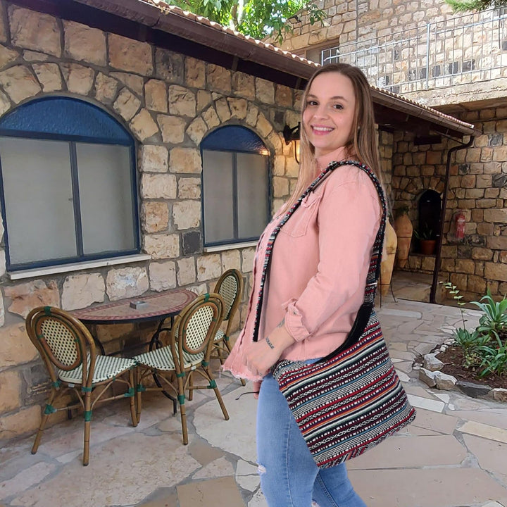 Sunsa Damen Umhängetasche. Hobo Tasche aus gewebter Baumwolle mit verstellbare Henkel. Crossbody Sch