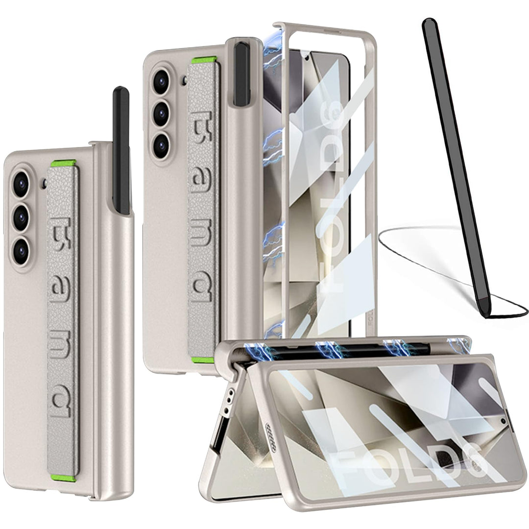 NINKI für Samsung Galaxy Z Fold 6 Armband Schutzhülle mit schwarz Stift,Magnetisches Scharnier handy