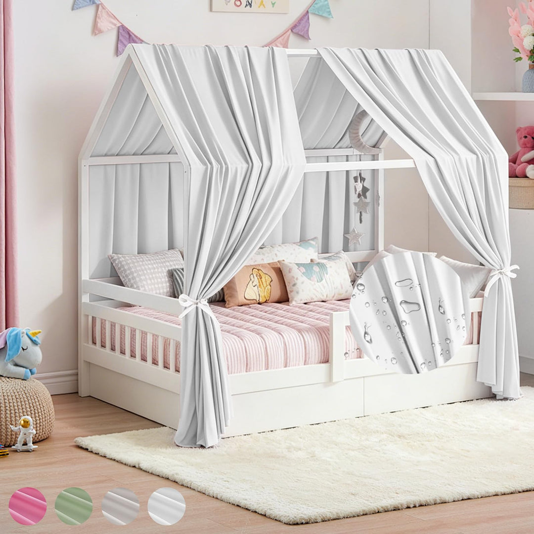 Hausbett Himmel, 2PCS Betthimmel Hausbett, Musselin himmelbett vorhänge, Hausbett Vorhang für Hausbe
