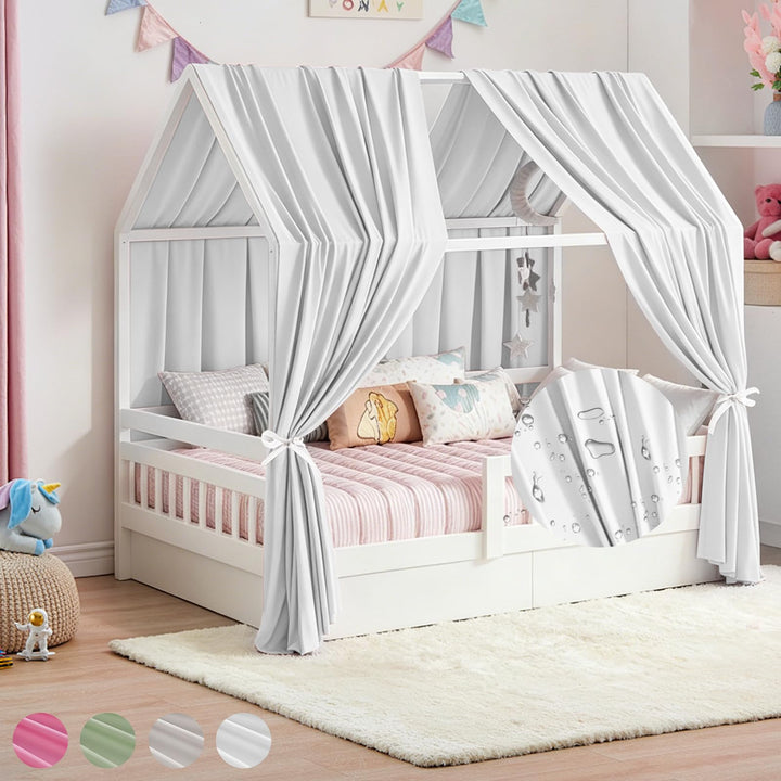 Hausbett Himmel, 2PCS Betthimmel Hausbett, Musselin himmelbett vorhänge, Hausbett Vorhang für Hausbe