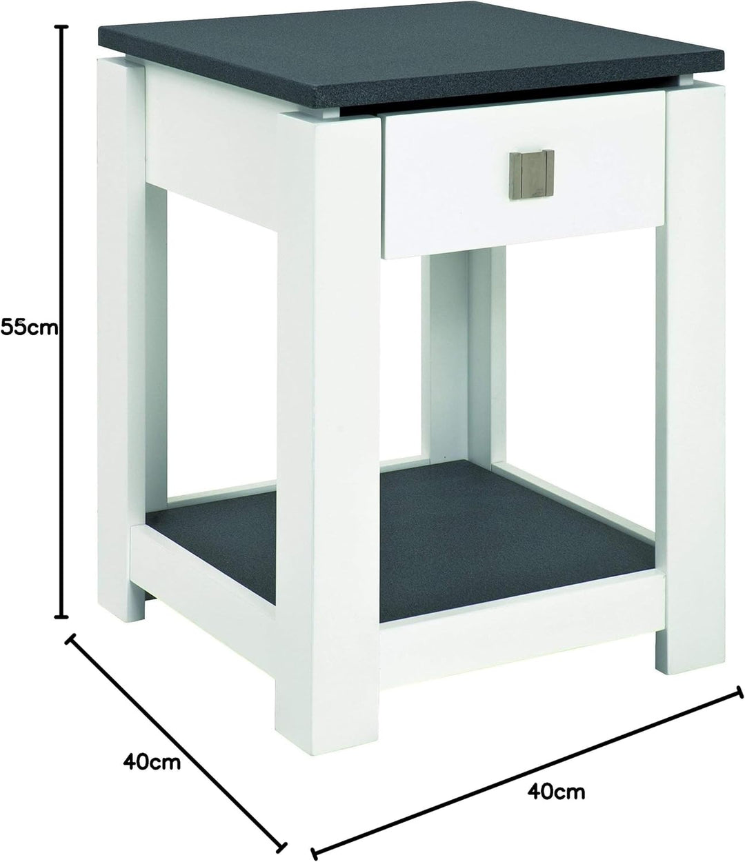 HAKU Möbel Beistelltisch, MDF, granitoptik-weiss, B 40 x T 40 x H 55 cm Granitoptik-weiss B 40 x T 4