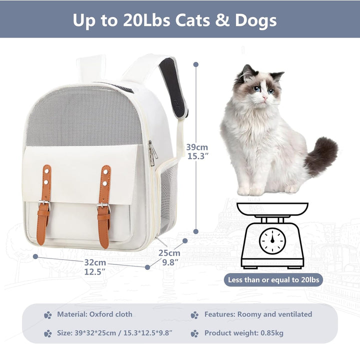 PETCUTE Hunderucksack bis 8kg,Haustier Hunde Katzen Rucksack mit Innerer Sicherheitsleine,Atmungsakt