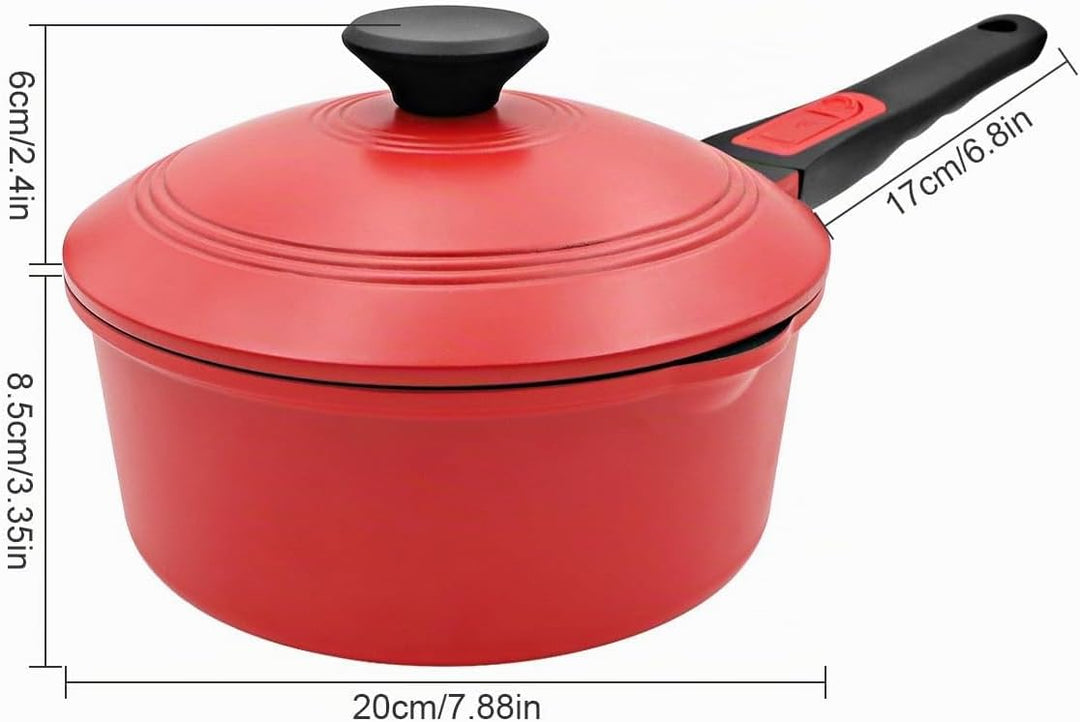 2,5 Liter Stielkasserolle Antihaft mit Aluminium Deckel, Kasserolle 20cm mit abnehmbarem Griff, Back