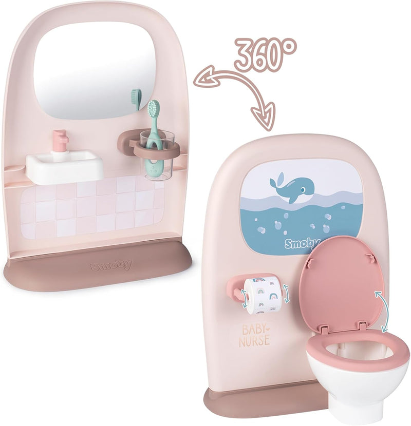 Smoby - Baby Nurse Badezimmer - Für Puppen bis 42 cm - Körperhygiene kennenlernen - mit Waschbecken