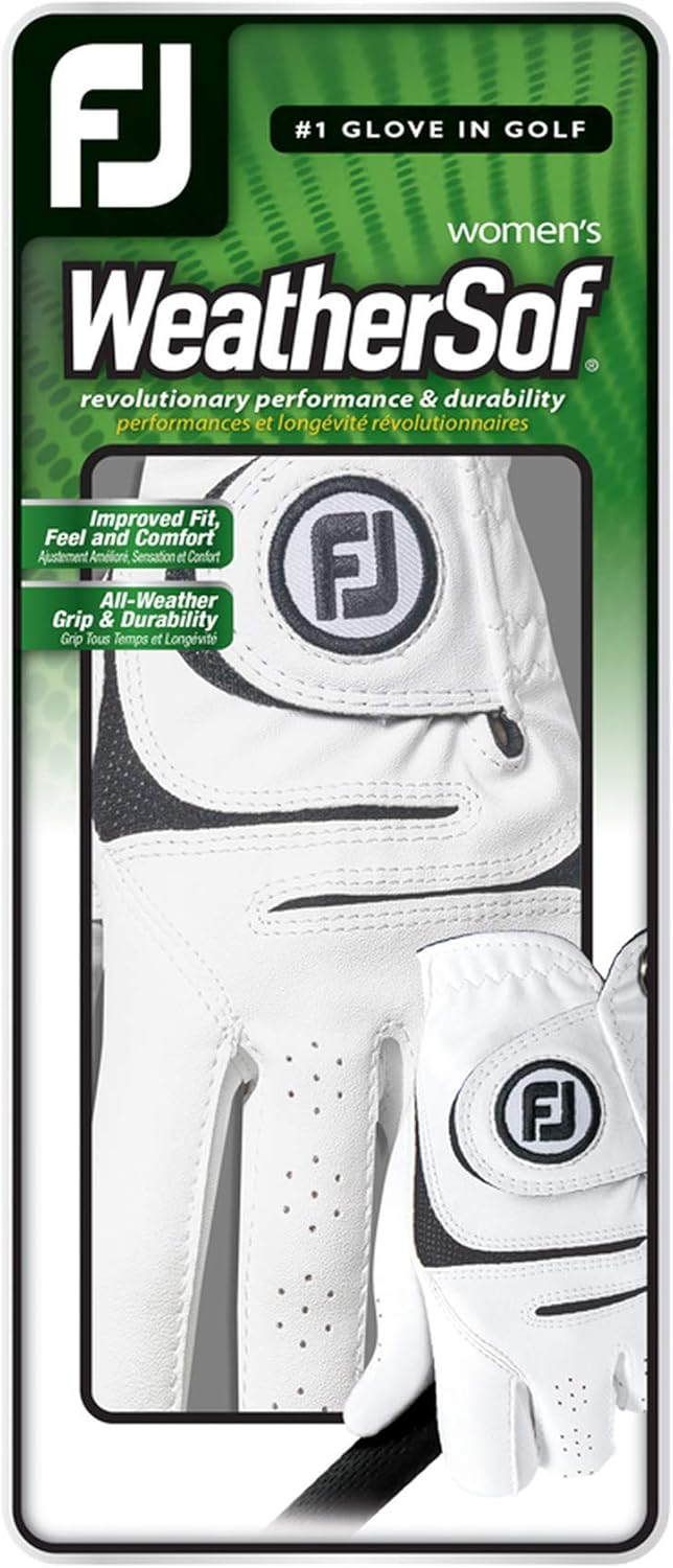 FootJoy WeatherSof Golfhandschuh für Damen, Weiss Weiss Medium / Large Rechts, Weiss Medium / Large
