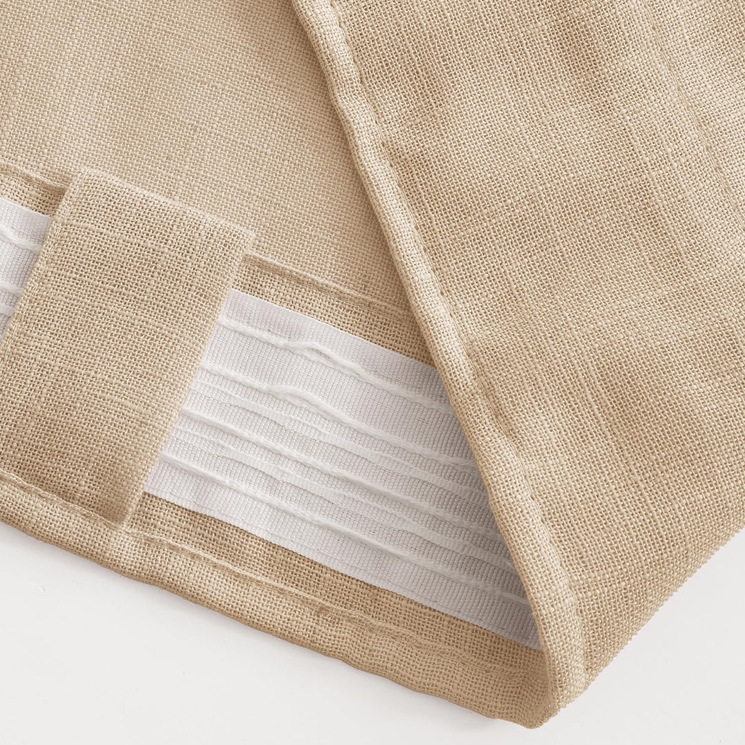 MIULEE Gardinen Vorhänge schlaufenschal Voile Vorhang Modern Leinenoptik Halbtransparent für Wohnzim