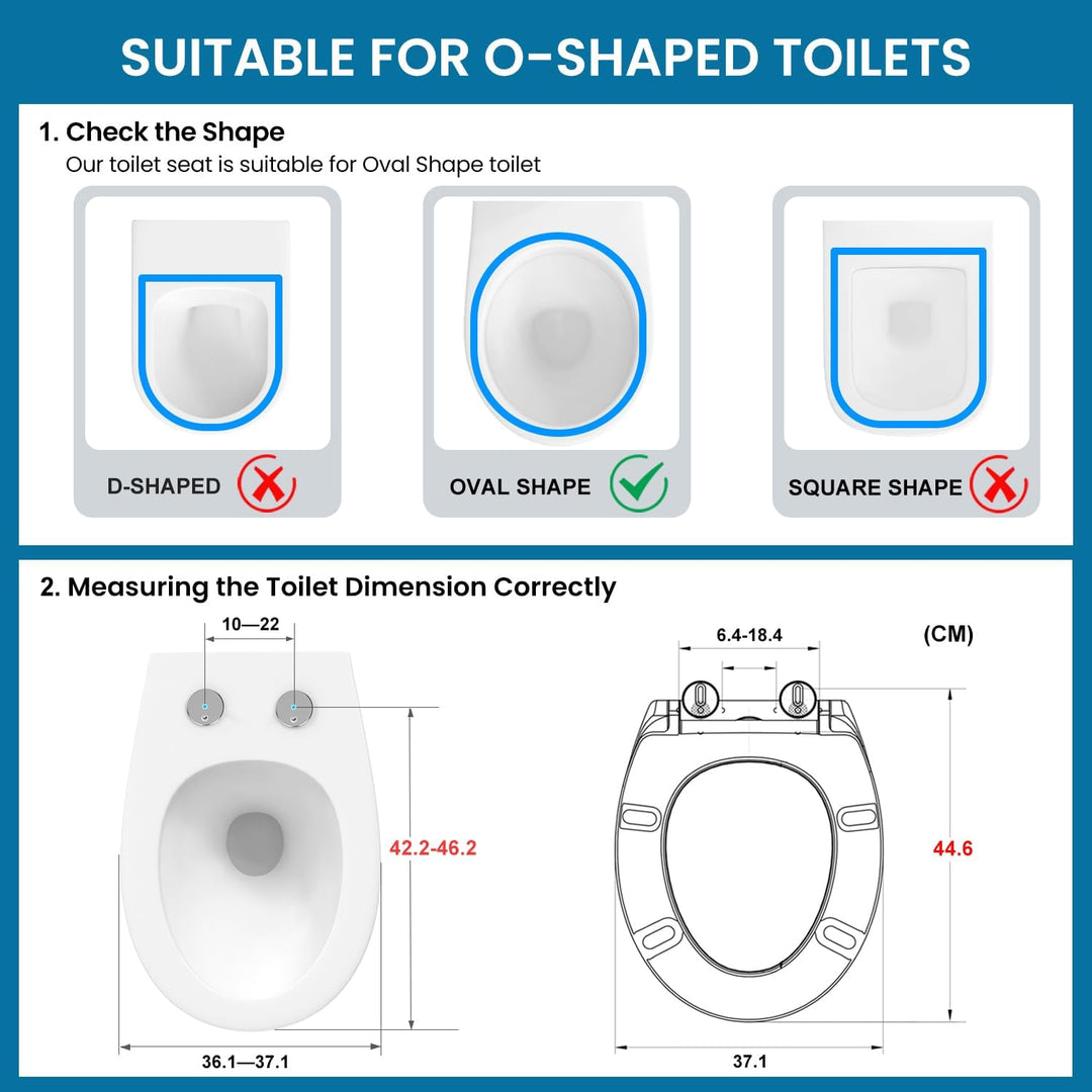 Toilettendeckel mit Absenkautomatik Oval, WC Sitz mit Rauten, Klobrille mit Schnellverschluss, Klode