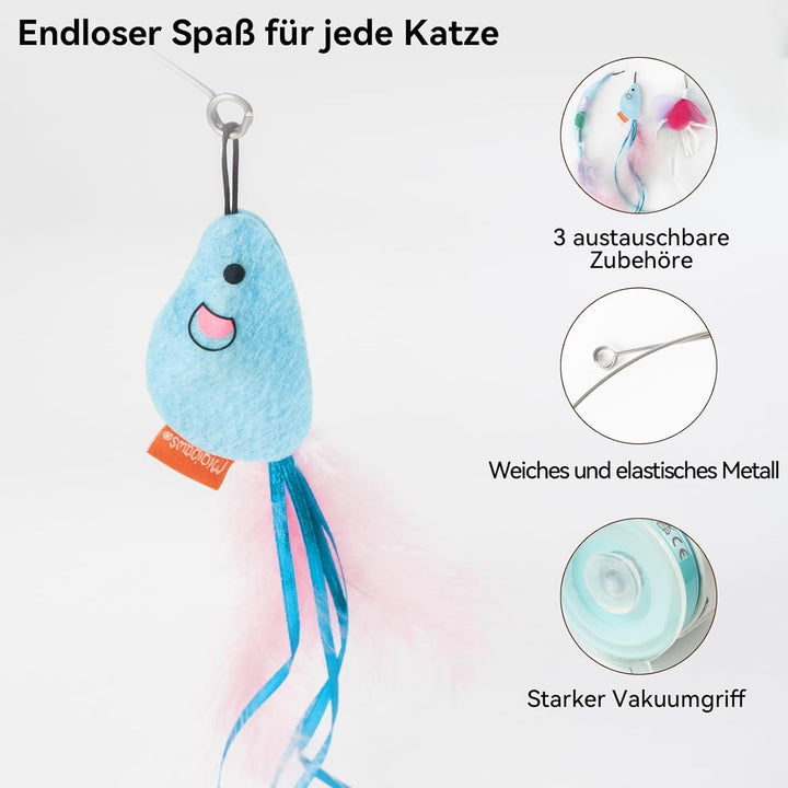Migipaws Interaktives Katzenspielzeug mit starkem Saugnapf, 70 cm flexiblem Draht und DIY Biegedesig