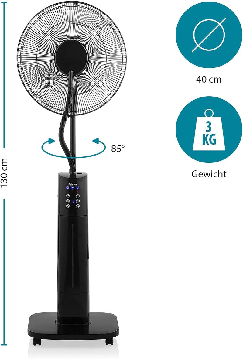 Tristar VE-5884 Nebel Ventilator – 70 W – 40 cm Ø – 2 L Wassertankkapazität– 3 Geschwindigkeitsstufe