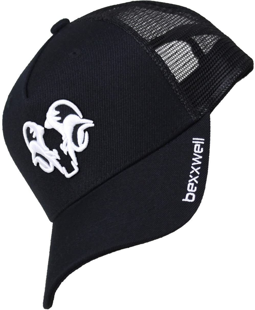 Bexxwell Trucker Cap schwarz mit 3D Logo-Stickerei in weiss (optimale Passform, Kappe, Black, White,