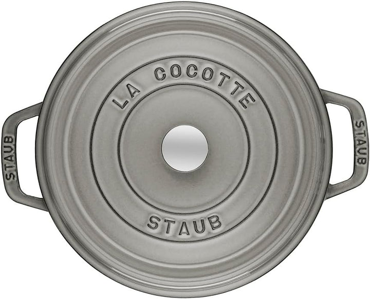 STAUB Gusseisen Bräter/Cocotte, Rund 26 cm, 5 L, Aromaregen Funktion, Für alle Herdarten geeignet, G