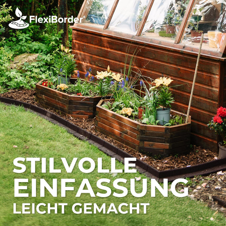 EcoShape FlexiBorder - das Flexible Rasenkantensystem (6 x 1 Meter, Grau), Grau