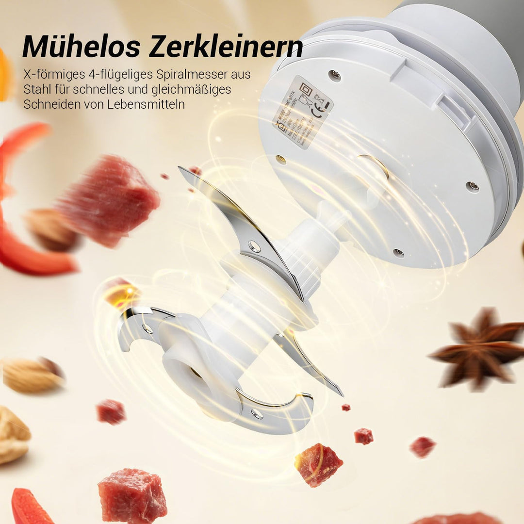Elektrischer Zerkleinerer, 260W Universalzerkleinerer mit 2 Geschwindigkeitsstufen & 4 Edelstahlklin