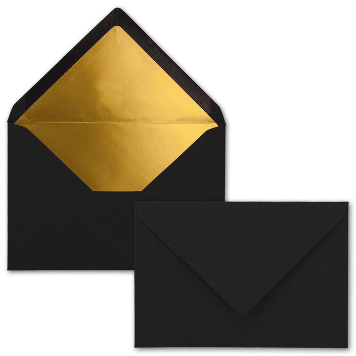 Kuverts in Schwarz - 50 Stück - Brief-Umschläge DIN C6-114 x 162 mm - 11,4 x 16,2 cm - Nassklebung -