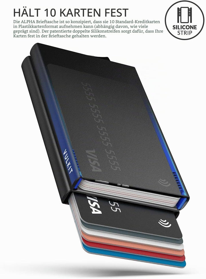 VULKIT Kartenetui Metall mit RFID NFC Schutz Karten Geldbörse Herren Geldbeutel Doppelt Karten Etui