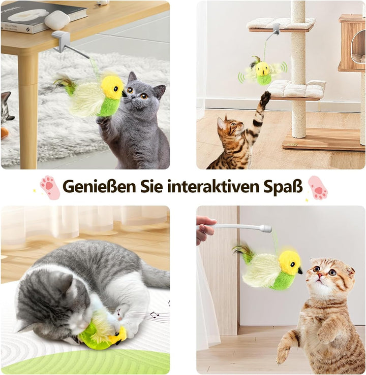 Migipaws Katzenspielzeug, elektrisches interaktives Katzenspielzeug,echte Flügel und Zwitschern wie
