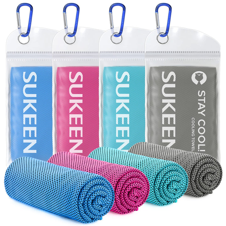 Sukeen Kühlendes Handtuch, 4er Set Kühlhandtuch Cool Towel, Gym Handtuch, Eishandtuch Kühltuch Hals,