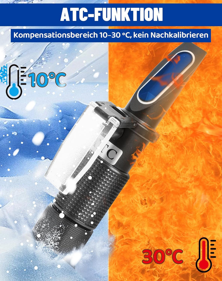 4-in-1 Frostschutz Refraktometer mit ATC, Kühlmitteltester für Ethylenglykol (G11 G12) Propylenglyko