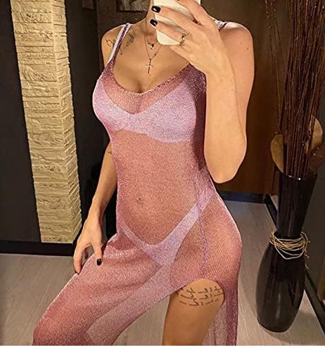 JFAN Damen Strandponcho Strandkleid V-Ausschnitt Sommerstrand Cover Up Kleines Kleid Einheitsgrösse
