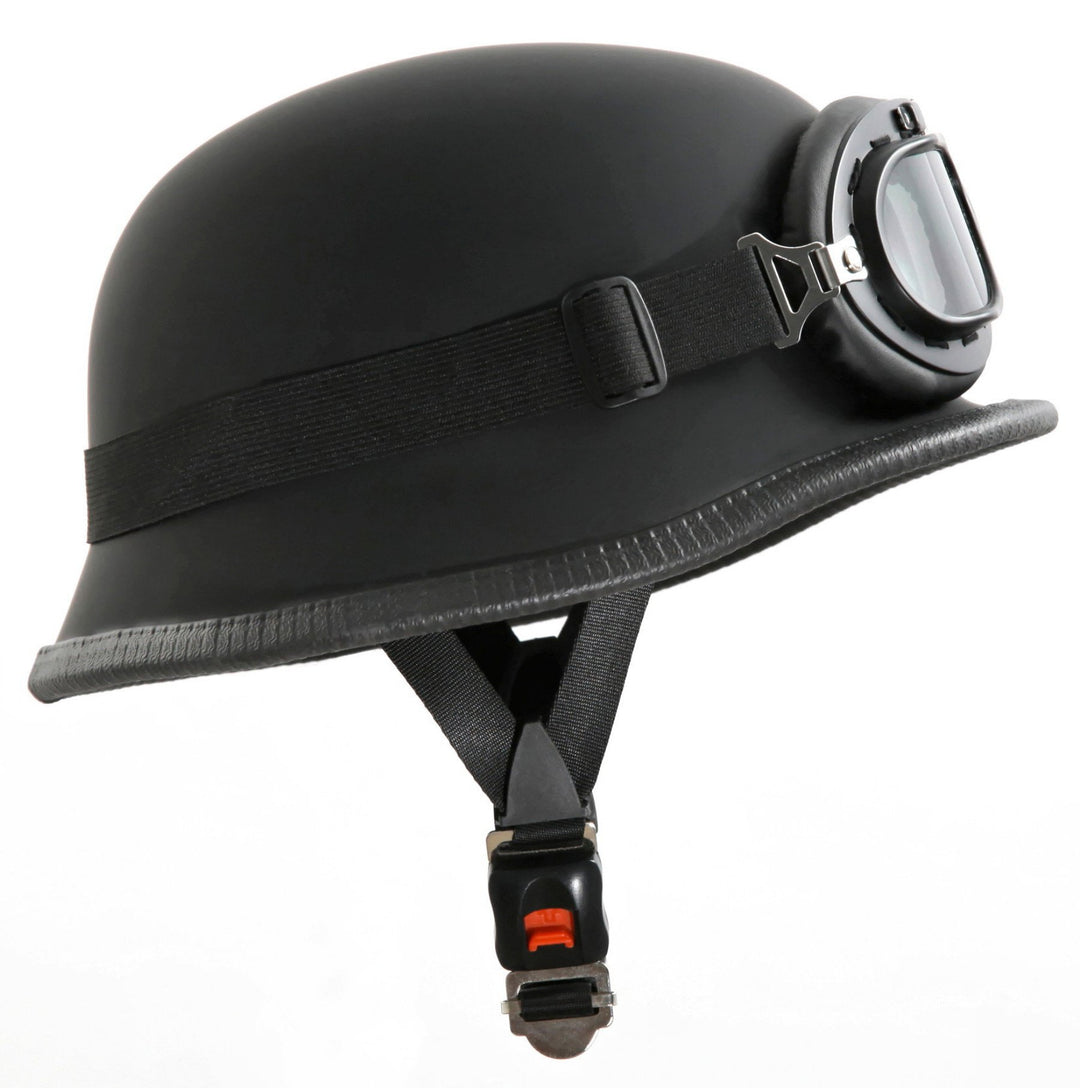 STARK Motorradhelm Stahlhelm & Oldtimer Brille Schwarz matt Grösse: (XL 61cm) XL 61cm Schwarz matt,