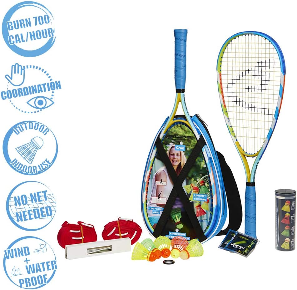 Speedminton® S700 Set – Original Speed Badminton/Crossminton Allround Set inkl. 5 Speeder®, Spielfel