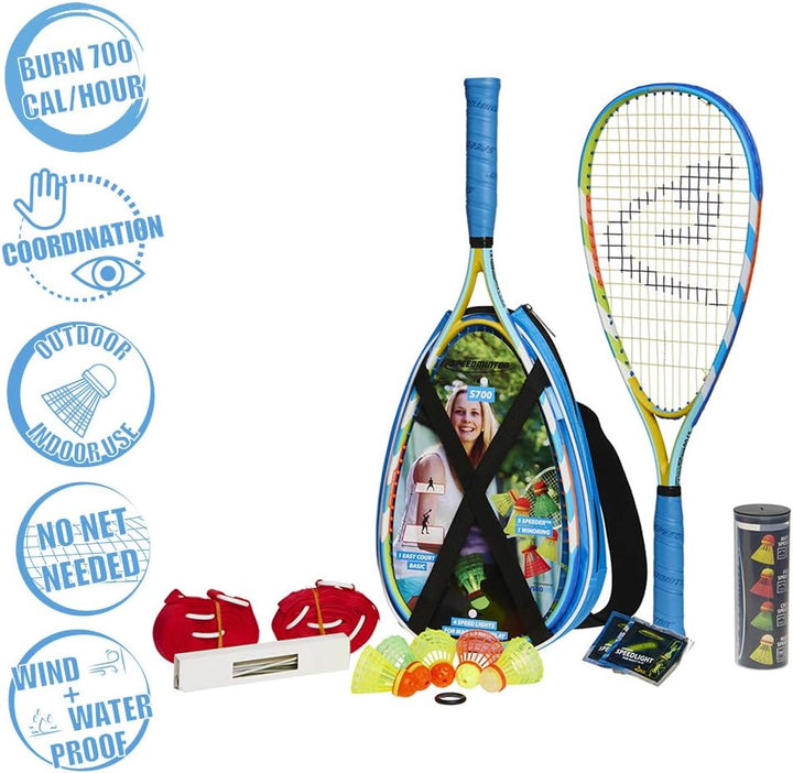Speedminton® S700 Set – Original Speed Badminton/Crossminton Allround Set inkl. 5 Speeder®, Spielfel