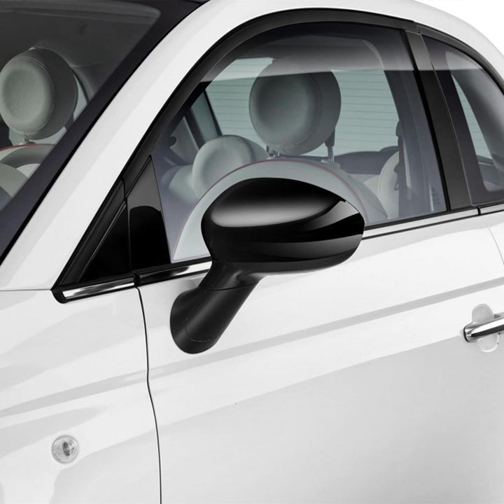 KYYET Seitenspiegel-Abdeckkappe, kompatibel mit Fiat 500 2007–2020 (glänzendes Schwarz) schwarz glän