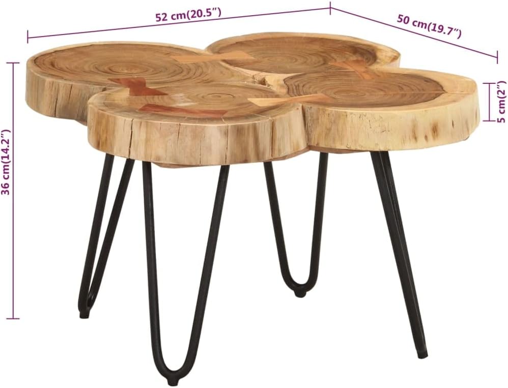 Tidyard Couchtisch Baumscheiben Beistelltisch Wohnzimmertisch Massivholz Akazie 36 cm 4 Stämme 36 cm