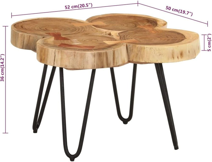 Tidyard Couchtisch Baumscheiben Beistelltisch Wohnzimmertisch Massivholz Akazie 36 cm 4 Stämme 36 cm
