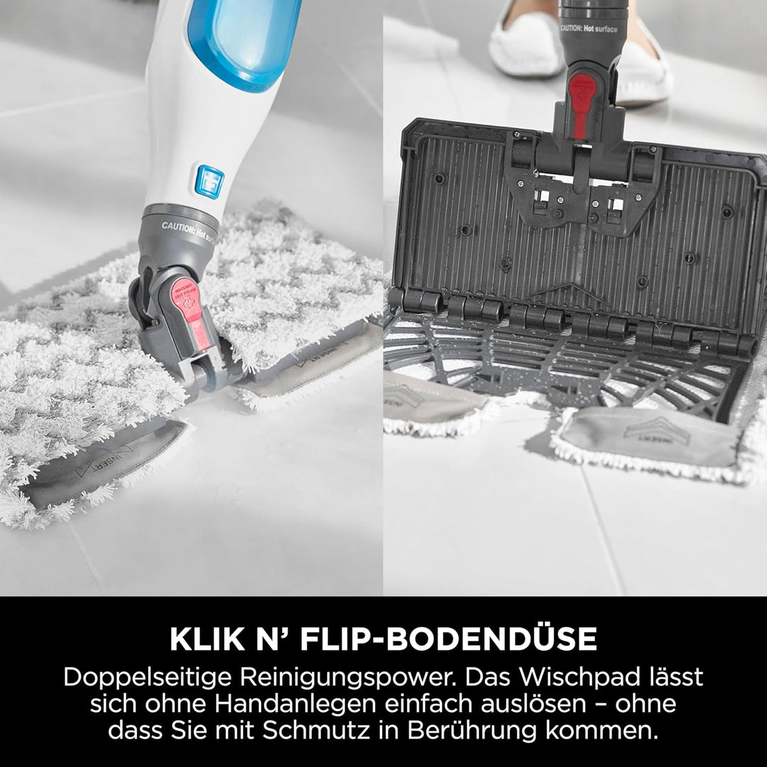 Shark Dampfreiniger Klik n´ Flip Smartronic Standard Dampfmopp [S6001EU] mit 2 doppelseitigen Dirt-G