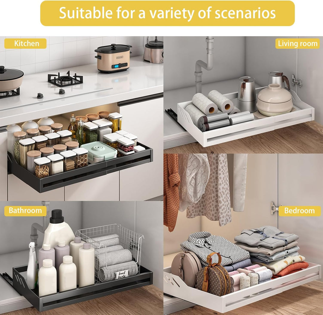 Yawinhe Teleskopschublade, Verstellbare Breite Ausziehbarer Schrank Organizer, Kein Bohren, für Küch