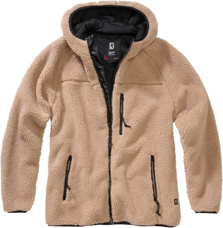Brandit TEDDYFLEECE JACKE MIT KAPUZE DAMEN WINTERJACKE JAGD OUTDOOR FLEECEJACKE 4XL Coyote, 4XL Coyo
