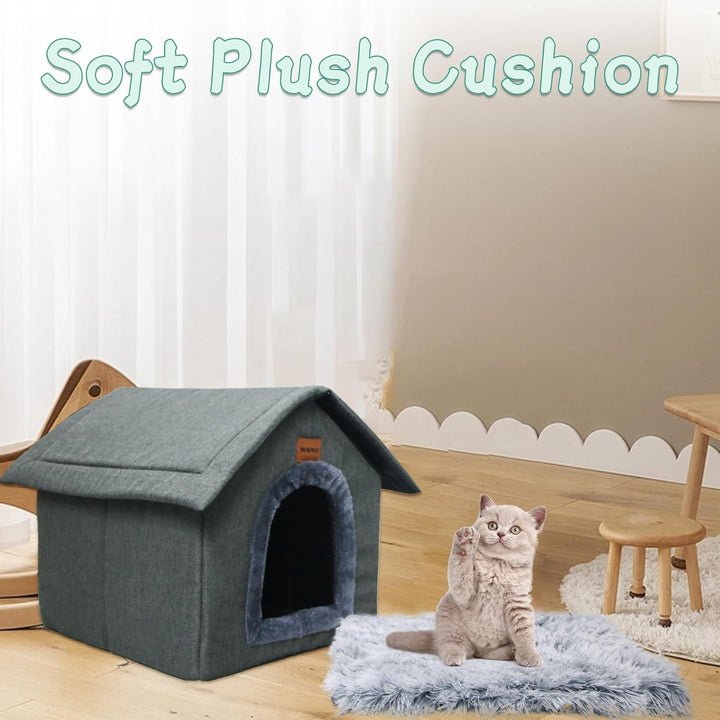 Whiwhi Hundehütte Hundehöhle mit Abnehmbarem Plüschkissen Katzenhöhle Haustierhaus Warmes Und Gemütl
