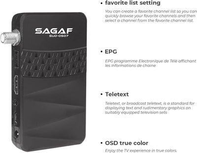 LEYF & Sagaf SUD-0507 Mini Sat Receiver DVB-S2 Full HD 1080p Digital Receiver (HDTV, Scart, USB), SU
