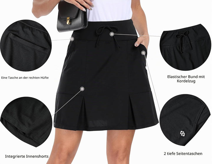 MoFiz Tennisrock Damen Hohe Taille Tennis Skort Damen mit Hose drunterStretch Golfrock Sportrock Out