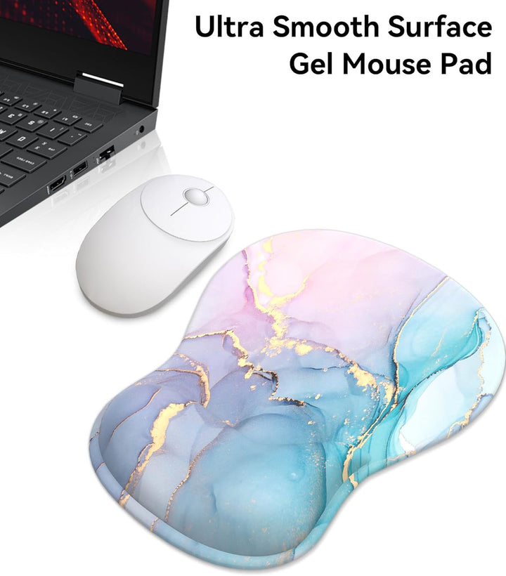 Mauspad mit Gelkissen,Ergonomisches Mousepad mit handauflage mit weichem Gelpolster,rutschfester Bas