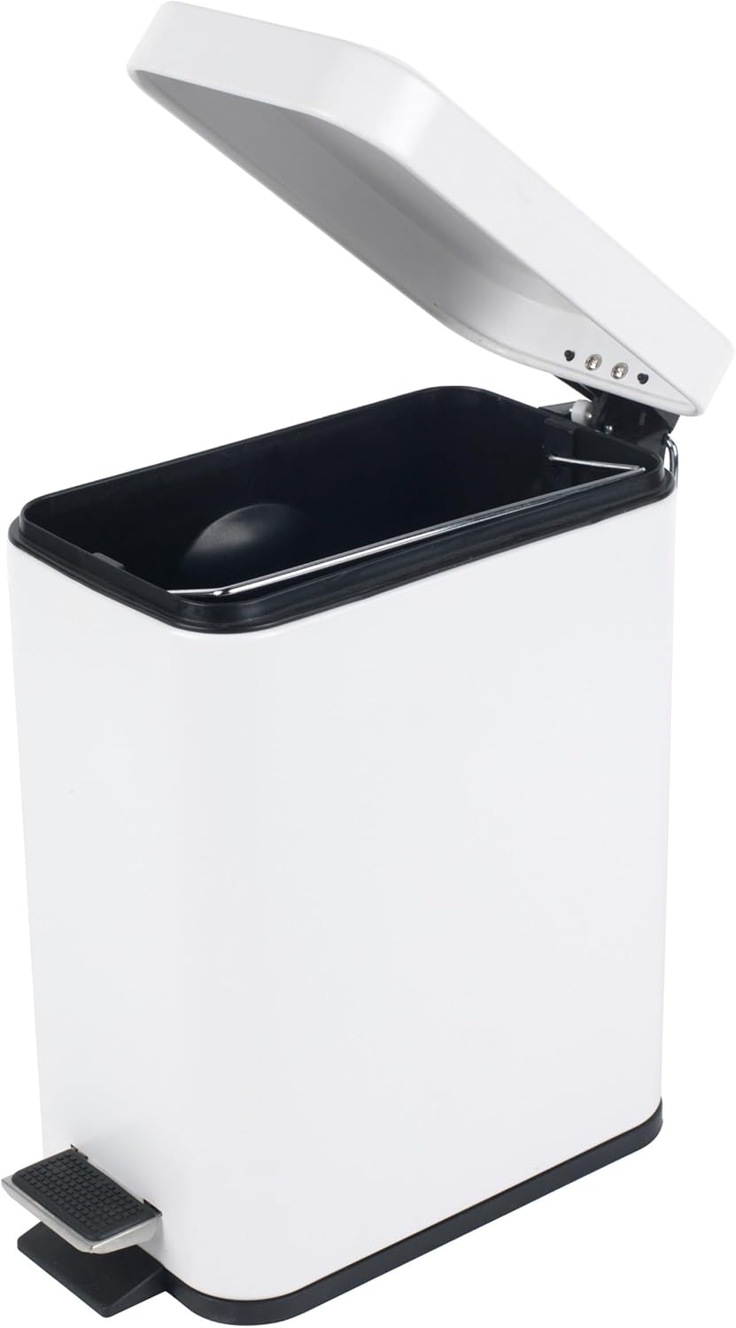 Beldray LA041173WHT Treteimer für Badezimmer – Abfalleimer mit rechteckigem Soft-Close-Deckel, Küche