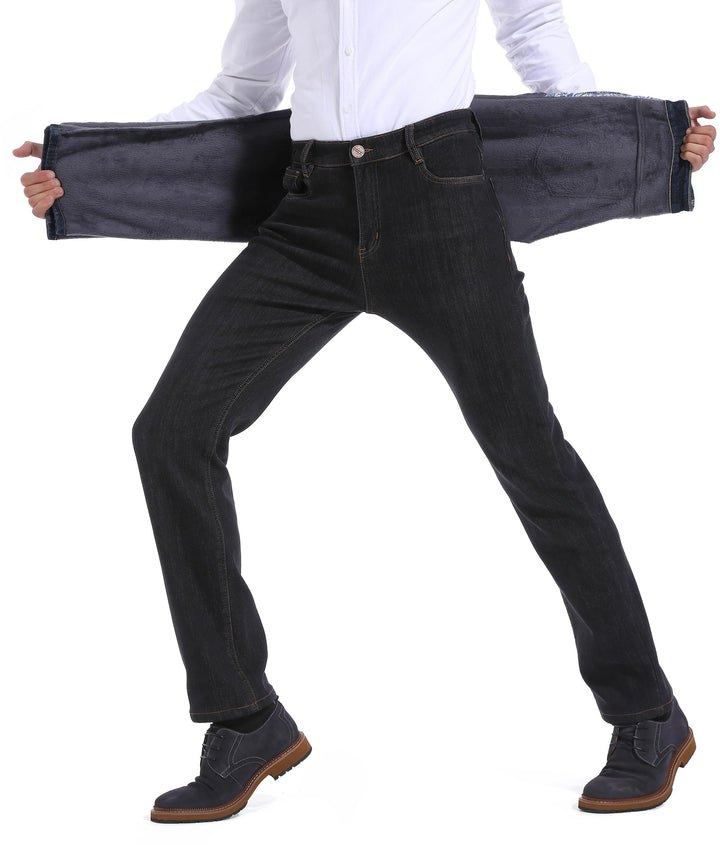 ziilay Thermojeans Herren Thermohose Schneehose gefütterte Winterhose Winterjeans mit Fleece gefütte
