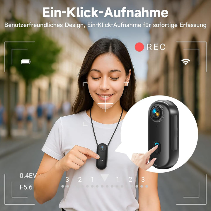 Action Cam Mini, 1080P HD Bodycam WiFi Mit 64 GB Speicherkarte, 120° Weitwinkelobjektiv Actionkamera