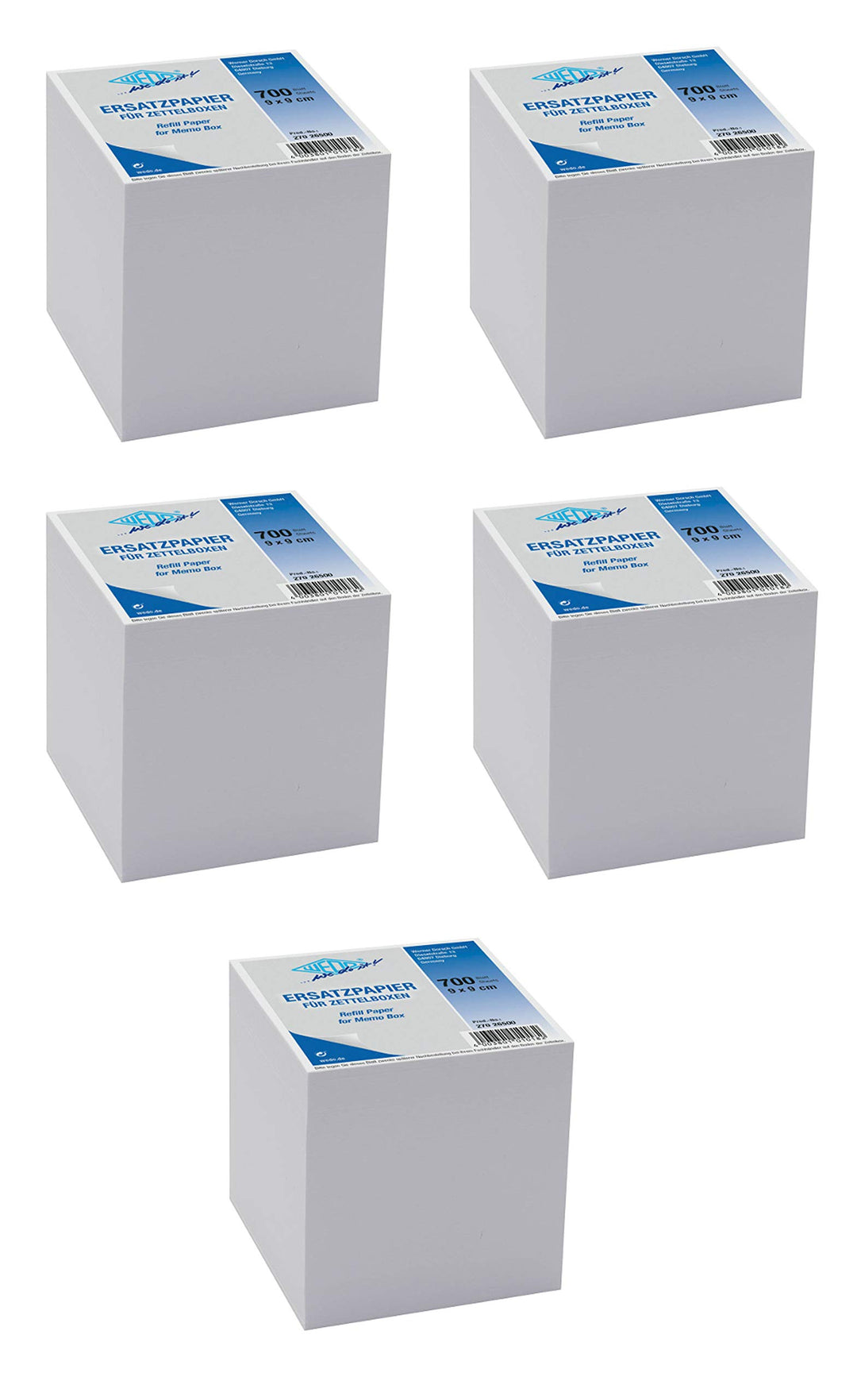 Wedo 27026500 Ersatzpapier (für Zettelbox, holzfrei, 9 x 9 cm, 700 Blatt) (5, weiss)