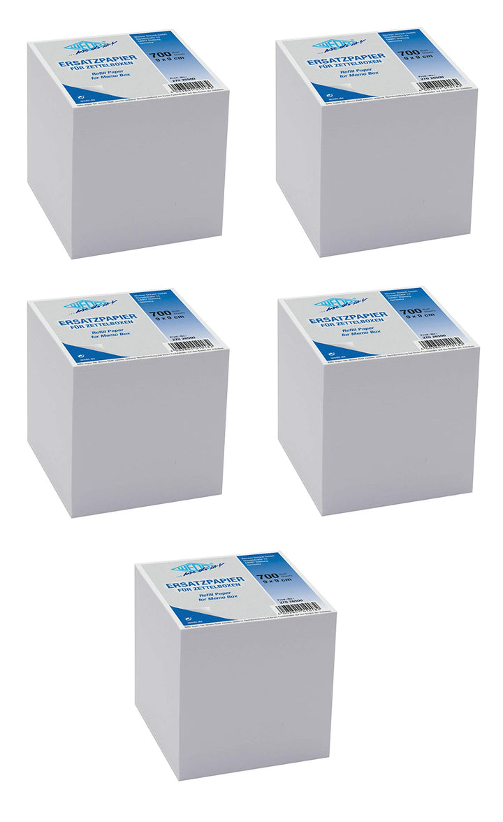 Wedo 27026500 Ersatzpapier (für Zettelbox, holzfrei, 9 x 9 cm, 700 Blatt) (5, weiss)