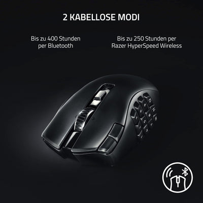 Razer Naga V2 HyperSpeed - Ergonomische Kabellose MMO Gaming Maus (19 Programmierbaren Tasten, Hyper