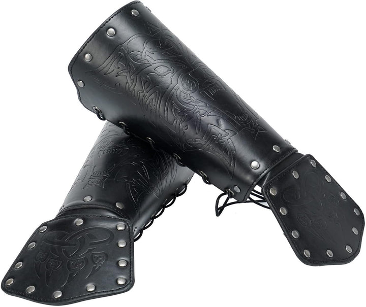 Sehaby Wikinger Wolfskopf Leder Armschienen, mittelalterliche keltische Knoten Armschienen, nordisch