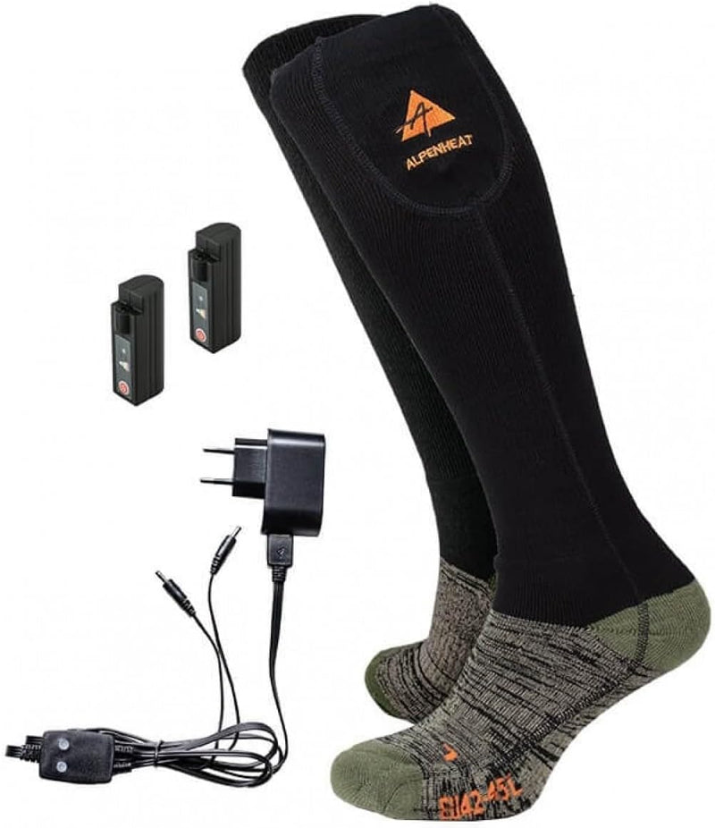 ALPENHEAT Fire Beheizte Socken 39-41 Schwarz/Grau/Grün, 39-41 Schwarz/Grau/Grün