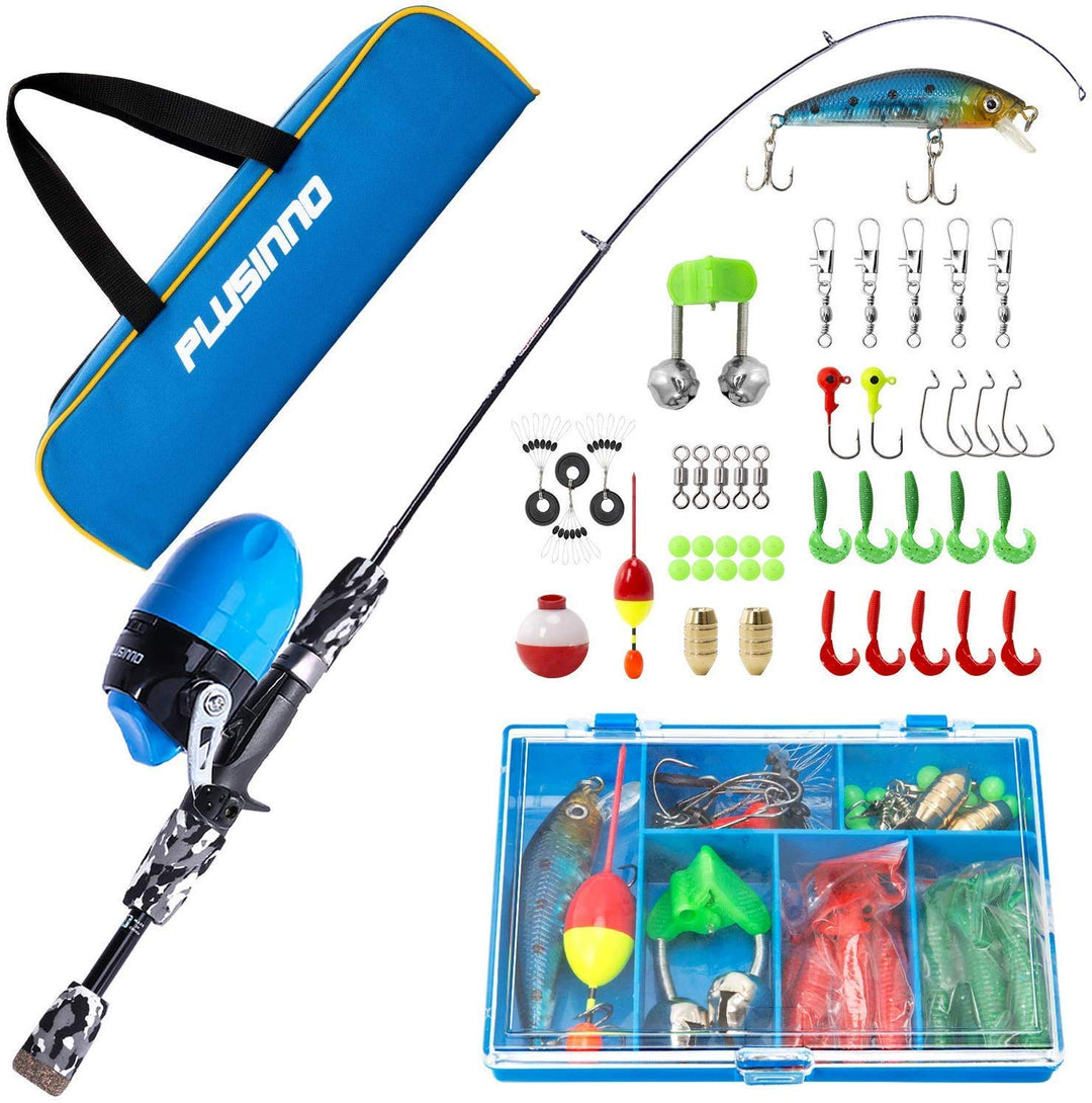 Angel Set für Kinder,Angelset Kinder,Angelrute Set Kinder mit Angelrolle und Köder Set Schwarz 1.5M