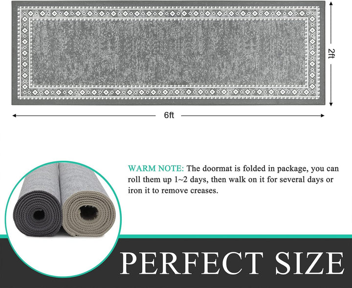 Teppich Läufer 60x180cm Waschbar rutschfest Läufer Flur Teppich Küchenläufer dauerhaft Eingangstürma