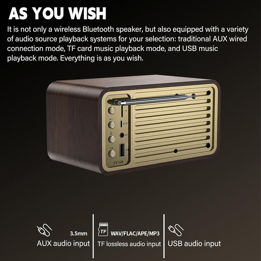 Retro Radio mit Bluetooth Nostalgie Radio Vintage Radio 5W Lautsprecher Wiederaufladbarer 1500mAh Ak