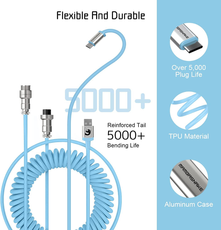 XINMENG X MAMBASNAKE C01 Spiral-Tastaturkabel, Typ-C auf USB-A HyperSpeed-Leitung mit 8KHz-Rücklaufr