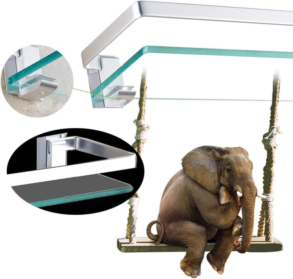 Glas Bad-Regal, 2 Etagen Glasablage Wandregal, Badezimmer Regal Badablage Ablageregal - mit Reling a
