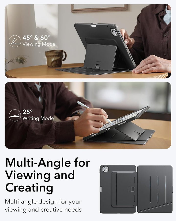 ESR für iPad Pro 13 Zoll Hülle (M5/M4) 2025/2024, Vertikaler Ständer, Multi-Winkel, Ultra-stabile Hü